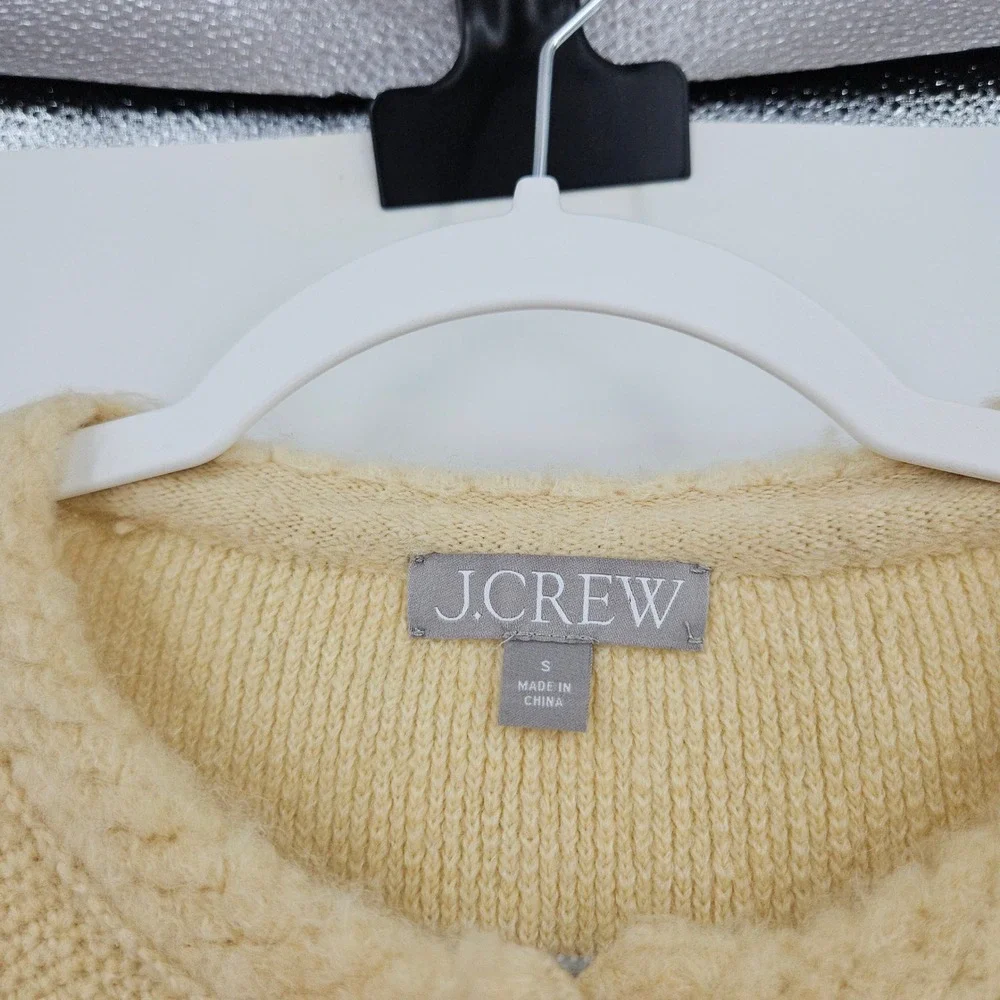 J. Crew Textured Sweater Lady Jacket Cream Gold Buttons Wool Alpaca Preppy S